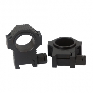 Kensight USTS - Standard 30mm 1.270" HIGH Profile 4140 All Steel Scope Rings - w/ 1" Inserts, Ribbed