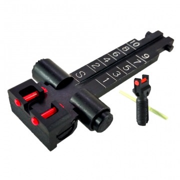 Kensight AK-74 Adjustable Tangent Rear Sight, Green Fiber Optic Rods (2 Dot), Graduated from 100M to