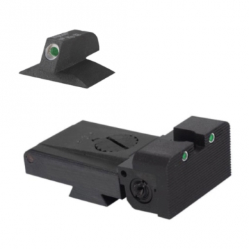 Kensight - LPA TRT - Tritium Adjustable Rear Night Sight, w/ Arctic White Outlines, Serrated, Rounde