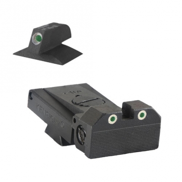 Kensight - LPA TRT - Tritium Adjustable Rear Night Sight, w/ Arctic White Outlines, Serrated, Bevele