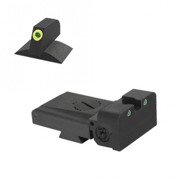 Kensight - LPA TRT - Tritium Adjustable Rear Night Sight, w/ Arctic White Outlines, Serrated, Rounde