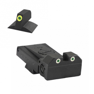 Kensight - LPA TRT - Tritium Adjustable Rear Night Sight, w/ Arctic White Outlines, Serrated, Bevele