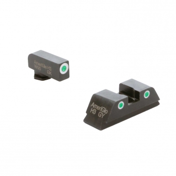 Ameriglo Classic Tritium Sight for Walther PDP - Green & White FRONT, Green & White REAR