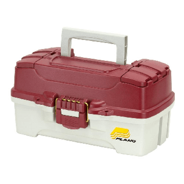 1 Tray Tackle Box W/ Dual Top Access Red Metallic/Off White