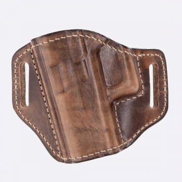 Bianchi Remedy Model 57 Belt Slide Leather Hip Holster, Glock 19, 23, or 32 - Weathered Tan - Left H