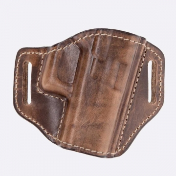 Bianchi Remedy Model 57 Belt Slide Leather Hip Holster, Glock 19, 23, or 32 - Weathered Tan - Right