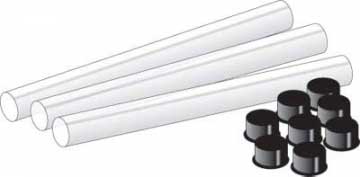 5/8" x 6" Plastic Tubes with Caps - 3 Pack